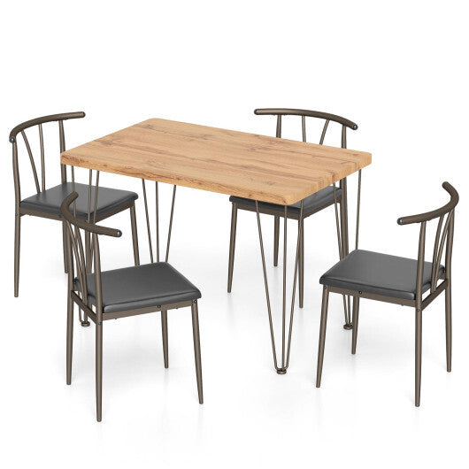 5-Piece Space-saving Dining Table Set Industrial Rectangular Kitchen Table and 4 Armless Chairs-Black LuxuryLifeWay Online Store
