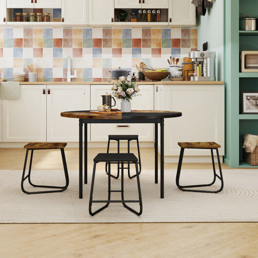 5-Piece Dining Set for 4 47 Inch Round  Kitchen Table and 4 Stools-Brown LuxuryLifeWay Online Store
