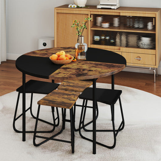 5-Piece Dining Set for 4 47 Inch Round  Kitchen Table and 4 Stools-Brown LuxuryLifeWay Online Store