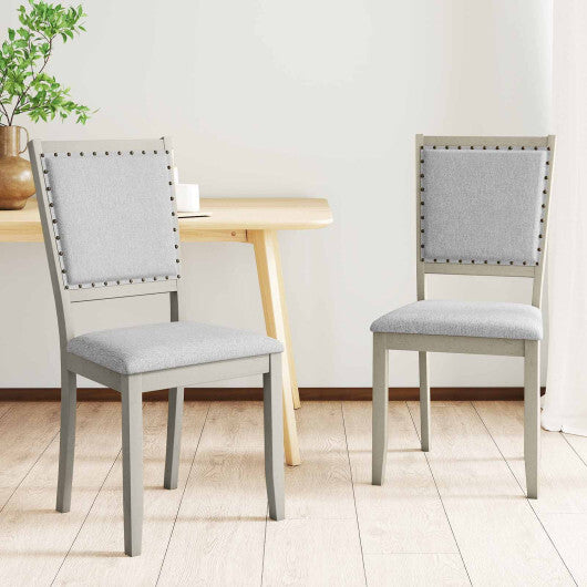 Farmhouse Dining Chair Set of 2 Fabric Upholstered Kitchen Chairs-Grey LuxuryLifeWay Online Store