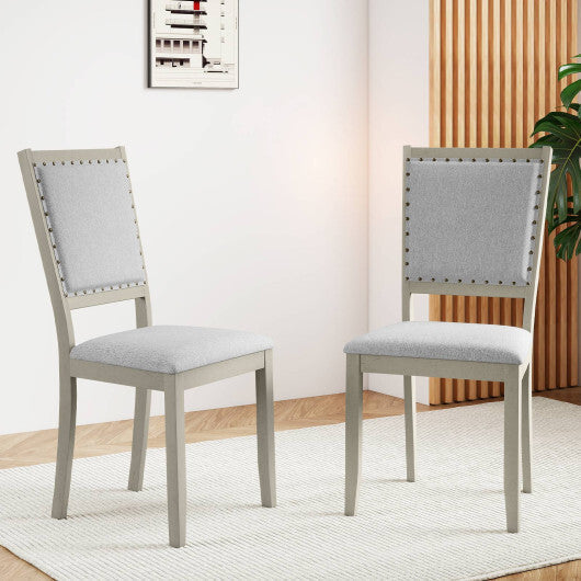 Farmhouse Dining Chair Set of 2 Fabric Upholstered Kitchen Chairs-Grey LuxuryLifeWay Online Store