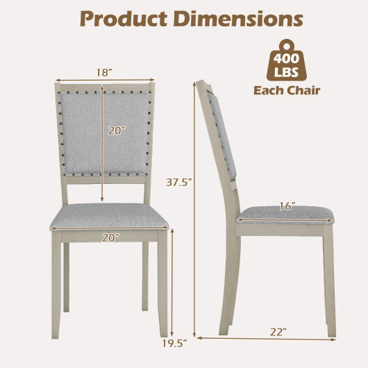 Farmhouse Dining Chair Set of 2 Fabric Upholstered Kitchen Chairs-Grey LuxuryLifeWay Online Store