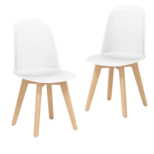 Modern Dining Chair Set of 2 with Solid Beech Wood Legs and Tilt Backrest-White LuxuryLifeWay Online Store