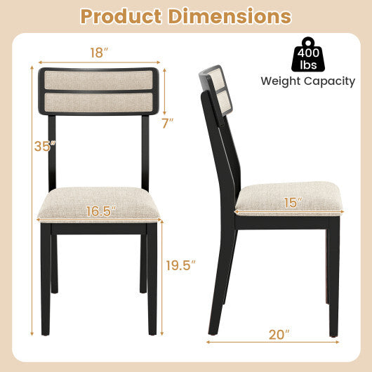 Modern Dining Chairs Set of 2 with Tilt Backrest for Dining Room-Black LuxuryLifeWay Online Store
