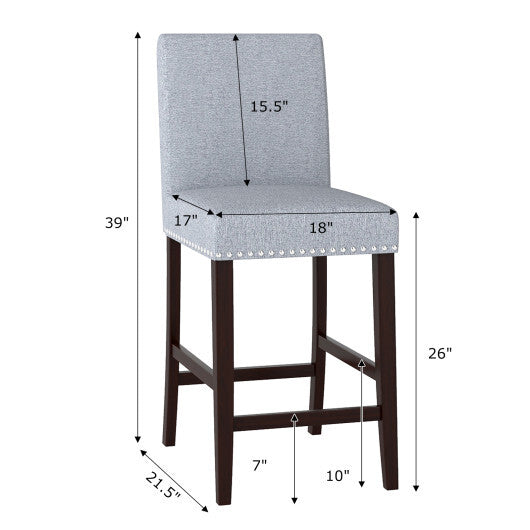 26 inch Counter Height Chairs Set of 2 with Padded Seat and Backrest-Gray LuxuryLifeWay Online Store