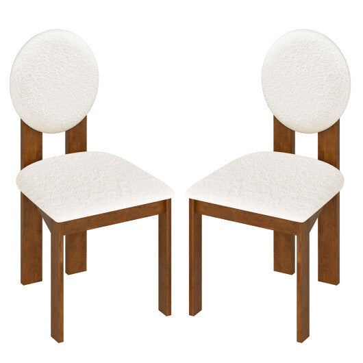 Sherpa Dining Chairs Set of 2 with Rubber Wood Legs for Living Room Restaurant-White LuxuryLifeWay Online Store