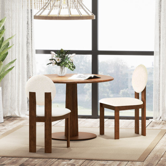 Sherpa Dining Chairs Set of 2 with Rubber Wood Legs for Living Room Restaurant-White LuxuryLifeWay Online Store