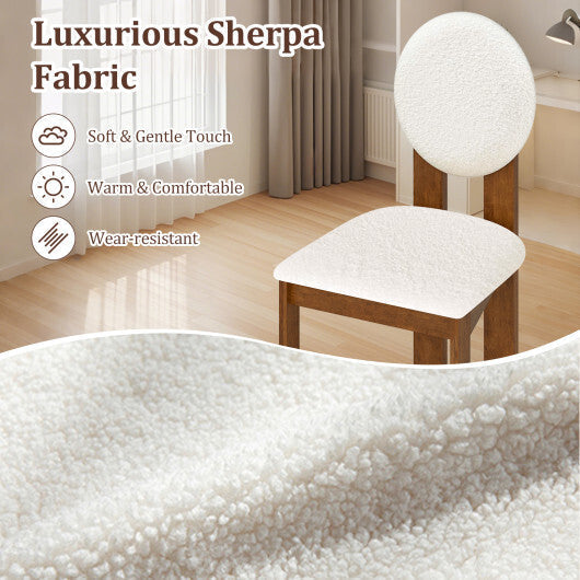 Sherpa Dining Chairs Set of 2 with Rubber Wood Legs for Living Room Restaurant-White LuxuryLifeWay Online Store