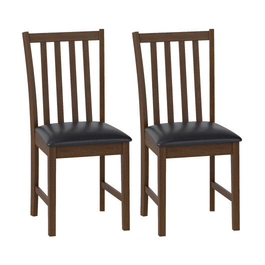 Wooden Dining Chair Set of 2 with Rubber Wood Frame and Padded Seat-White
