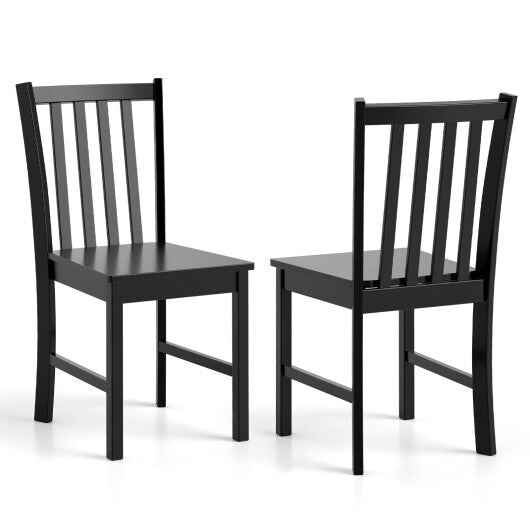 Rustic Dining Chairs Set of 2 Wooden Kitchen Chairs with Slat Tilt Backrest-black LuxuryLifeWay Online Store