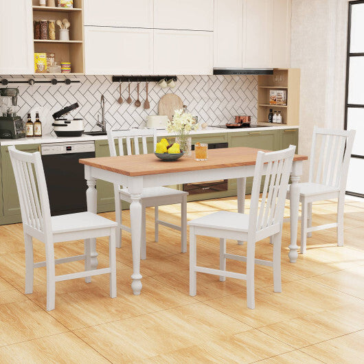 Rustic Dining Chairs Set of 2 Wooden Kitchen Chairs with Slat Tilt Backrest-black