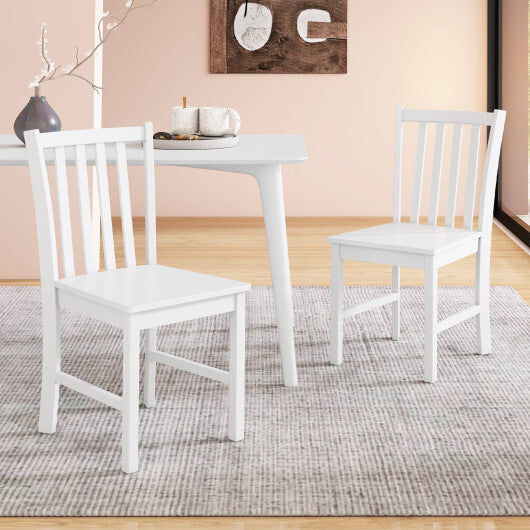Rustic Dining Chairs Set of 2 Wooden Kitchen Chairs with Slat Tilt Backrest-black