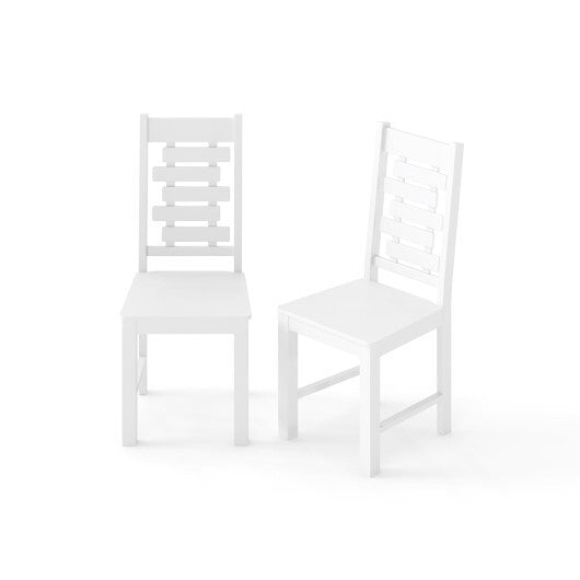 Wooden Dining Chair Set of 2 Solid Rubber Wood Kitchen Chairs-White LuxuryLifeWay Online Store