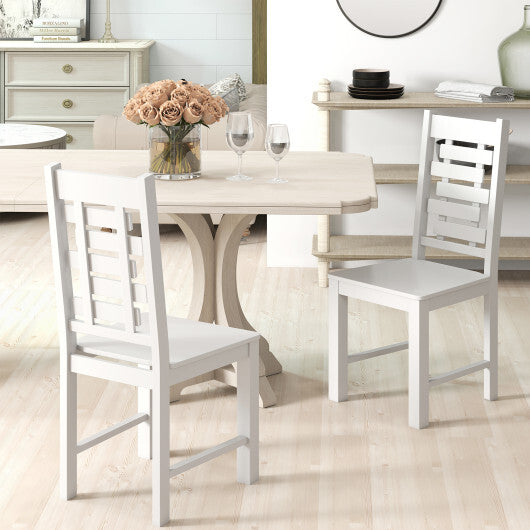 Wooden Dining Chair Set of 2 Solid Rubber Wood Kitchen Chairs-White LuxuryLifeWay Online Store