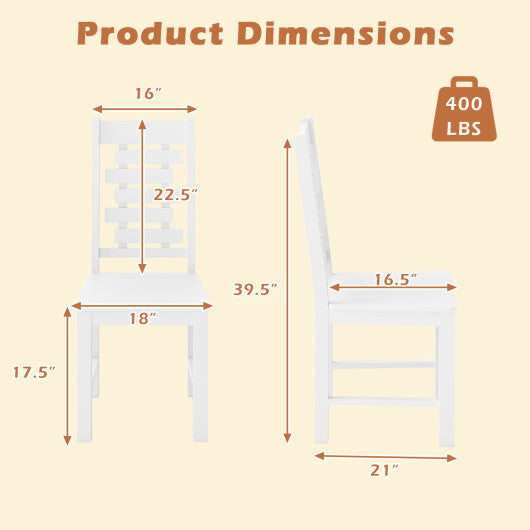 Wooden Dining Chair Set of 2 Solid Rubber Wood Kitchen Chairs-White LuxuryLifeWay Online Store
