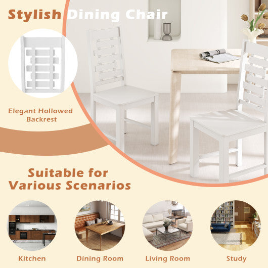Wooden Dining Chair Set of 2 Solid Rubber Wood Kitchen Chairs-White LuxuryLifeWay Online Store