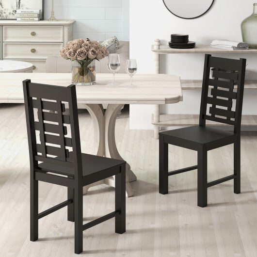 Wooden Dining Chair Set of 2 Solid Rubber Wood Kitchen Chairs-White LuxuryLifeWay Online Store
