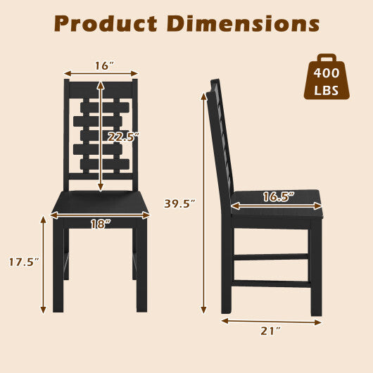 Wooden Dining Chair Set of 2 Solid Rubber Wood Kitchen Chairs-White LuxuryLifeWay Online Store