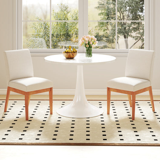 Upholstered Dining Chairs Set of 2 Kitchen Armless Side Chairs with Rubber Wood Legs-Beige LuxuryLifeWay Online Store
