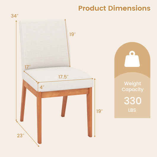 Upholstered Dining Chairs Set of 2 Kitchen Armless Side Chairs with Rubber Wood Legs-Beige LuxuryLifeWay Online Store