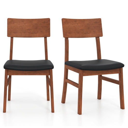 Dining Chairs Set of 2 with Rubber Wood Legs and Faux Leather Upholstered Seat-Black LuxuryLifeWay Online Store