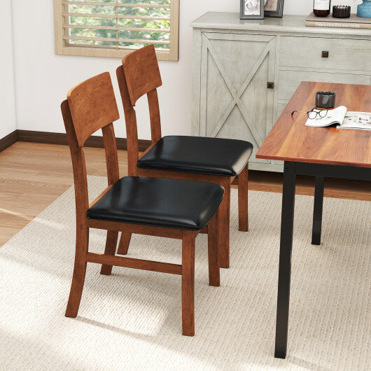 Dining Chairs Set of 2 with Rubber Wood Legs and Faux Leather Upholstered Seat-Black LuxuryLifeWay Online Store