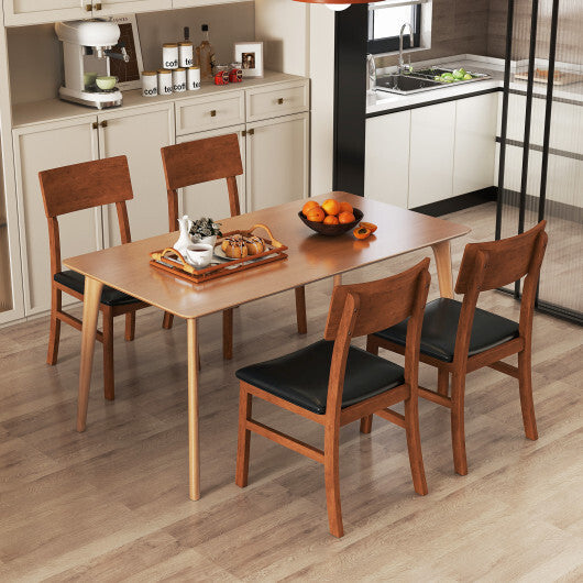 Dining Chairs Set of 2 with Rubber Wood Legs and Faux Leather Upholstered Seat-Black LuxuryLifeWay Online Store