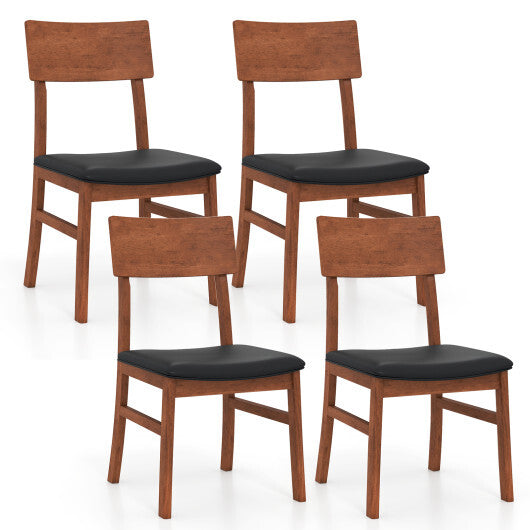 Dining Chairs Set of 2 with Rubber Wood Legs and Faux Leather Upholstered Seat-Black LuxuryLifeWay Online Store