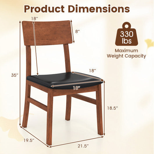Dining Chairs Set of 2 with Rubber Wood Legs and Faux Leather Upholstered Seat-Black LuxuryLifeWay Online Store