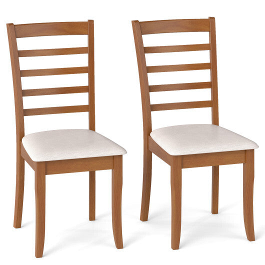 Wooden Dining Chair Set of 2 Modern Upholstered Kitchen Chair-Beige