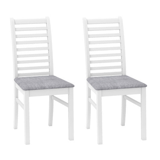 Set of 2 Wooden Dining Chair with Rubber Wood Legs for Living Room-White LuxuryLifeWay Online Store