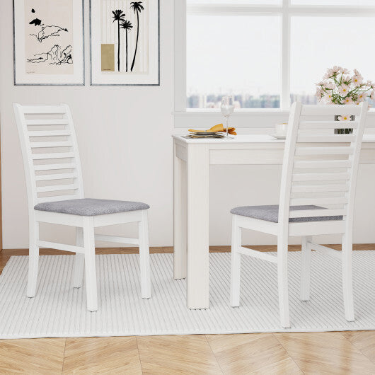 Set of 2 Wooden Dining Chair with Rubber Wood Legs for Living Room-White LuxuryLifeWay Online Store
