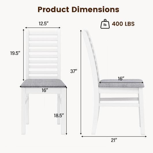 Set of 2 Wooden Dining Chair with Rubber Wood Legs for Living Room-White LuxuryLifeWay Online Store