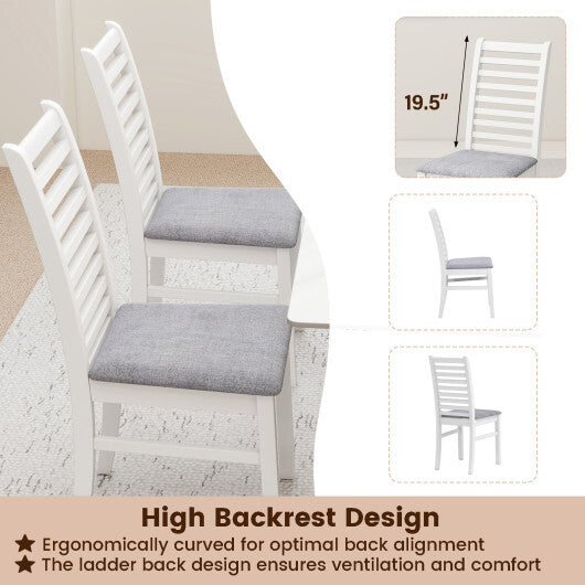 Set of 2 Wooden Dining Chair with Rubber Wood Legs for Living Room-White LuxuryLifeWay Online Store