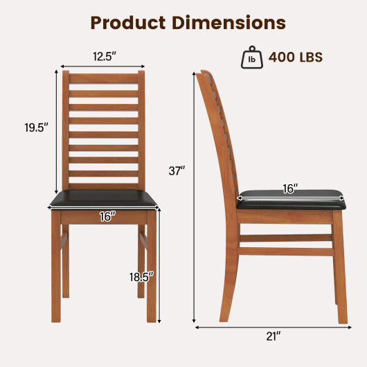 Set of 2 Wooden Dining Chair with Rubber Wood Legs for Living Room-White LuxuryLifeWay Online Store