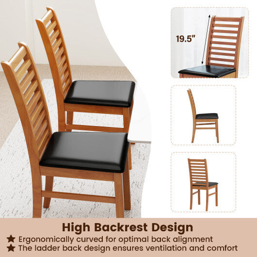 Set of 2 Wooden Dining Chair with Rubber Wood Legs for Living Room-White LuxuryLifeWay Online Store