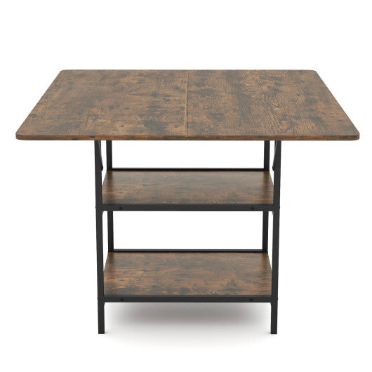47 Inch Rectangular Dining Table with 2 Open Storage Shelves and Sturdy Metal Legs for 4-6-Rustic Brown costway2 LuxuryLifeWay Online Store