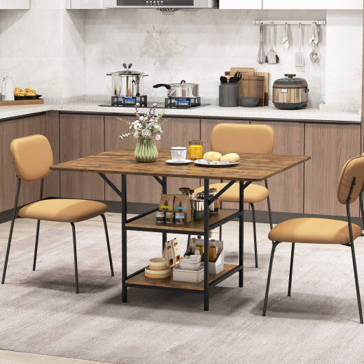 47 Inch Rectangular Dining Table with 2 Open Storage Shelves and Sturdy Metal Legs for 4-6-Rustic Brown costway2 LuxuryLifeWay Online Store