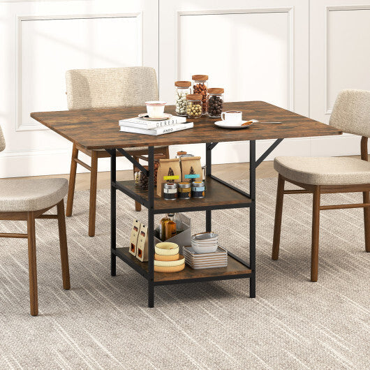 47 Inch Rectangular Dining Table with 2 Open Storage Shelves and Sturdy Metal Legs for 4-6-Rustic Brown costway2 LuxuryLifeWay Online Store