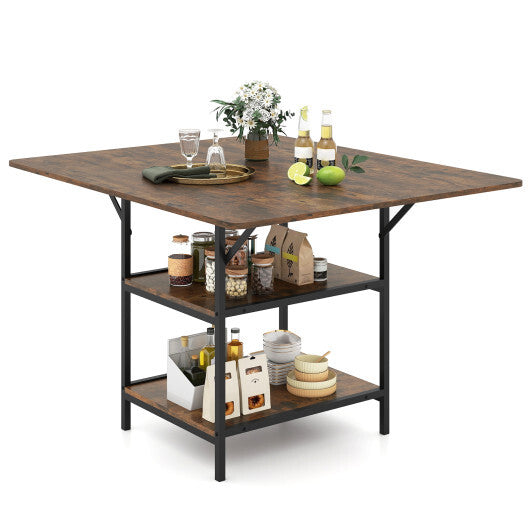 47 Inch Rectangular Dining Table with 2 Open Storage Shelves and Sturdy Metal Legs for 4-6-Rustic Brown costway2 LuxuryLifeWay Online Store