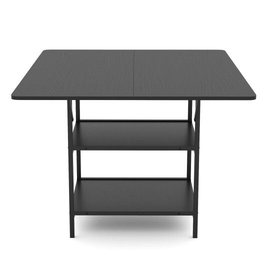 47 Inch Rectangular Dining Table with 2 Open Storage Shelves and Sturdy Metal Legs for 4-6-Rustic Brown costway2 LuxuryLifeWay Online Store