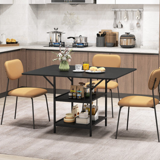47 Inch Rectangular Dining Table with 2 Open Storage Shelves and Sturdy Metal Legs for 4-6-Rustic Brown costway2 LuxuryLifeWay Online Store