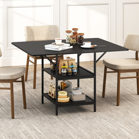 47 Inch Rectangular Dining Table with 2 Open Storage Shelves and Sturdy Metal Legs for 4-6-Rustic Brown costway2 LuxuryLifeWay Online Store