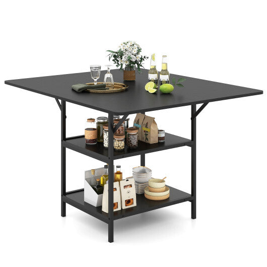 47 Inch Rectangular Dining Table with 2 Open Storage Shelves and Sturdy Metal Legs for 4-6-Rustic Brown costway2 LuxuryLifeWay Online Store
