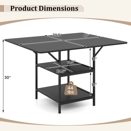 47 Inch Rectangular Dining Table with 2 Open Storage Shelves and Sturdy Metal Legs for 4-6-Rustic Brown costway2 LuxuryLifeWay Online Store