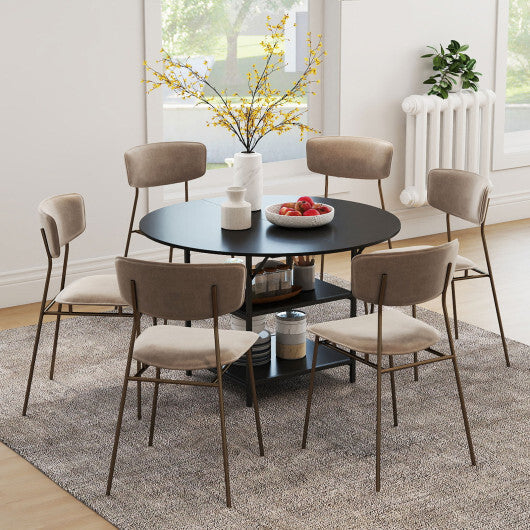 47 Inch Round Dining Table for 4-6 People Large Kitchen Table with 2-Tier Storage Shelves-Black LuxuryLifeWay Online Store