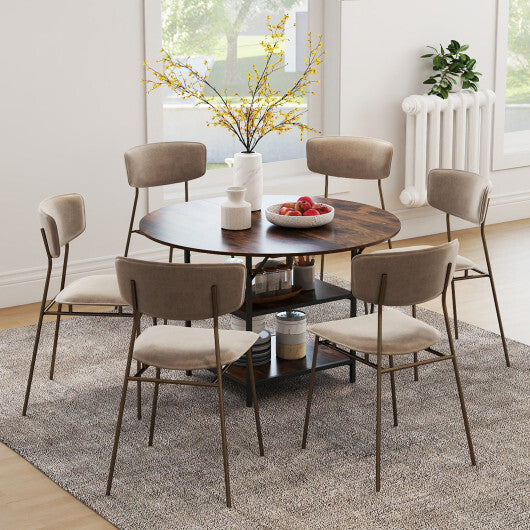 47 Inch Round Dining Table for 4-6 People Large Kitchen Table with 2-Tier Storage Shelves-Black LuxuryLifeWay Online Store