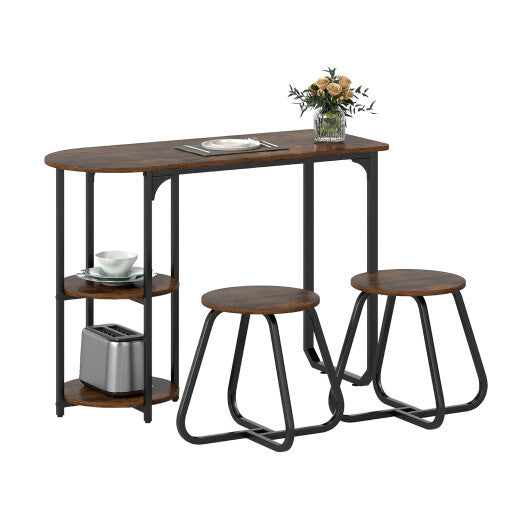 3-Piece Industrial Dining Table Set for Small Space-Black LuxuryLifeWay Online Store