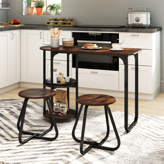 3-Piece Industrial Dining Table Set for Small Space-Black LuxuryLifeWay Online Store
