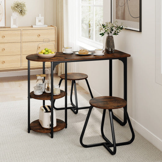 3-Piece Industrial Dining Table Set for Small Space-Black LuxuryLifeWay Online Store